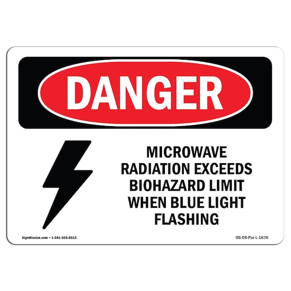 OSHA, Microwave Radiation Blue Light Flashing, 5in X 3.5in, 10PK, 5" W, 3.5" H, Landscape, PK10